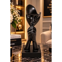 Mobee Siyah Sus İşareti Yapan Yüz Figürü Modern Soyut Dekoratif Heykel 5x16 Cm 034-b