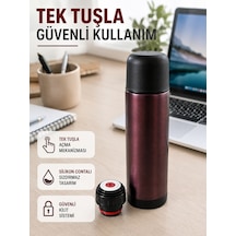 Çift Katmanlı Vakumlu Termos Ofis Araç Kamp İçin Paslanmaz Çelik Termos - Lisinya Kırmızı