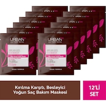 Argan Oil & Keratin Kolay Kırılan Yıpranmış Saçlara Duş Öncesi Saç Bakım Maskesi 12'li Set