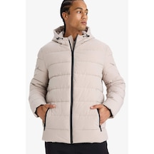Defacto Su İtici Slim Fit Dar Kesim Astarlı Kapüşonlu Fermuarlı Cepli Dolgulu Mont R0216az25aubg766 Bej-bg766