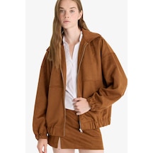 Defacto Fermuarlı Süet Bomber Ceket F7759ax25aubn470 Kahve