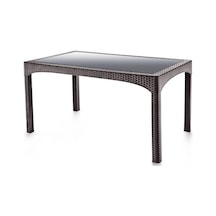 Omnipazar Sy-2586 Kahverengi Rattan Temperli Camlı Masa Dikdörtgen 92782