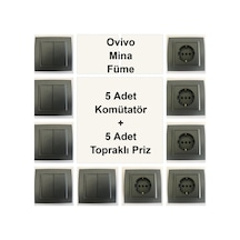 Ovivo Mina Füme 5 Adet Komütatör + 5 Adet Topraklı Priz