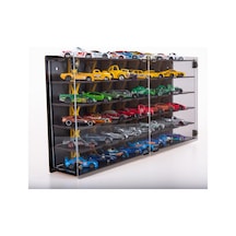 Pleksi Kapak 48 Araçlık 1/64 Hotwheels, Matchbox Uyumlu Hobi Oyuncak Araba Rafı Koleksiyon Mode Çok Renkli
