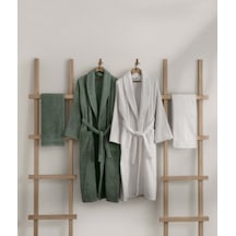 Likya Yeşil-Beyaz 4Lü Aile Bornoz Ve Havlu Seti 2 Bornoz 2 Havlu-Multi-Standart Çok Renkli