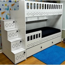 Pretty Mdf Çelik Profilli Yavrulu Ranza Beyaz M2