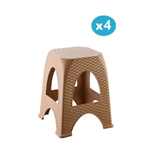 Omnipazar Sy-4666 Plastik Hasır Tabure Büyük Boy 4'lü Set Kahverengi