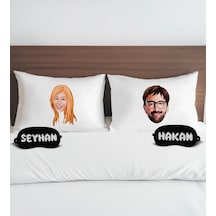Bk Gift Kişiye Özel Karikatürlü Pamuklu Yastık Kılıfı Ve Göz Bandı Çift Uyku Seti-5, Tasarım Ev Tekstili, Uyku Bandı, Ev Hediyesi