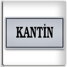 Kantin - Yönlendirme Levhası - Kendinden Yapışkanlı Metalik Gümüş Gri Tabela 8x15 Cm