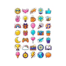 30 Adet Parlak Pop-art Mutluluk Sticker Seti - Laptop Defter Telefon İçin Çok Renkli