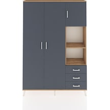 Arges Dolap 5 Raflı 3 Çekmeceli Tek Askılı 132x30x195 Çam-antrasit/antrasit Antrasıt/antrasıt