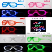 Mey İthalat Glow Model Led Işıklı Parti Gözlüğü 3 Modlu 5 Renk 5 Adet
