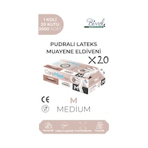 Lateks Pudralı Muayene Eldiveni M-1 Koli-20 Paket-2000'li