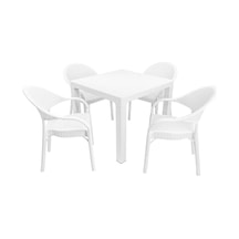 Luna Elit Rattan 90x90 Eylül Koltuk Masa Takımı Beyaz