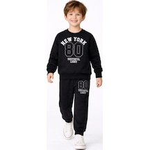 Beka Kids Erkek Çocuk Siyah Baskılı İki İplik Rahat Eşofman Takımı