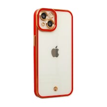 Apple Uyumlu - iPhone 14 Plus Kılıf Liva Lens Silikon - Kırmızı