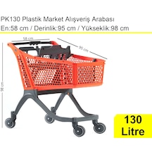 Pk130 Plastik Market Alışveriş Arabası 130 Litre Turuncu / En:58 Boy:95 Yükseklik:98 Cm