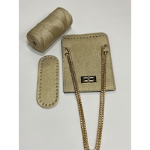 Karantuhafiye Zincirli Çanta Örgü Seti / Zincirli Model Gold Gold Çok Renkli