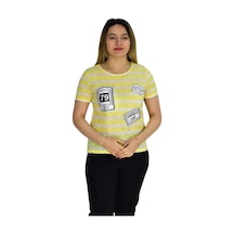 Kadın Çizğili Baskılı Tişört Bgl1497 001