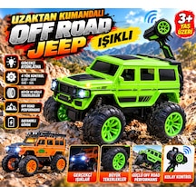Uzaktan Kumandalı Işıklı Off Road Jeep 4 Yön Kontrollü Büyük Tekerlekli Rc Araç - Yeşil