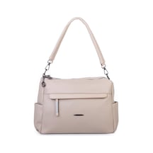 Nas Bag Çok Gözlü Yumuşak Ve Hafif Yapılı Çift Askılı Omuz Ve Çapraz Çanta 30x24 Cm Kum Lopez