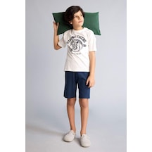 Defacto %100 Pamuk Baskılı 2li Pijama Takımı Erkek Çocuk G8773a826smer105 Ekru-er105