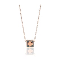 Gümüş Mineli Sihirli Kare Kolye Barcode Gümüş - Rose Gold