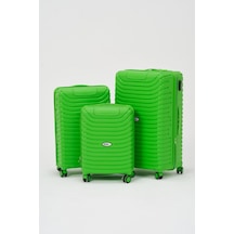 Keo-plus Yeşil 3 Lü Set Silikon Kırılmaz Pp Valiz Çok Renkli