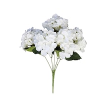 Yapay 5 Dallı Ortanca Demeti 35 Cm Beyaz Yeşil