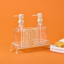 Arow Cream 2'li Metal Stantlı Cam Sıvı Sabunluk - Şeffaf / Krem - 200 Ml Şeffaf / Krem