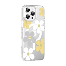 Joko Apple İphone Uyumlu 16 Pro Max Floral Magsafe Kapak - Sarı Çokrenkli