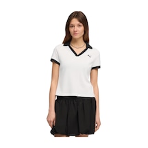 635395-02 Puma Wardrobe Ess Polo Kadın T-shirt Beyaz 635395-02 Beyaz