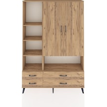 Arges Dolap 8 Raflı 4 Çekmeceli 2 Kapaklı 132x30x195 Çam-çam/çam Çam