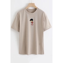 Unisex Chen Üzümlü Kekim Baskılı T-shirt Bej