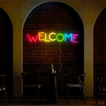 Welcome Yazılı Neon Tabela Çok Renkli