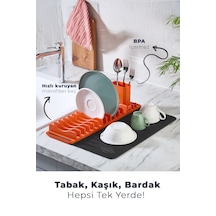 Tabak & Çatal- Kaşık Düzenleyici Dayanıklı Plastik Mutfak Gereci Turuncu