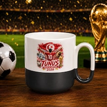 Bk Gift Tunus Taraftar Temalı 2026 Dünya Kupası Tasarımlı Siyah Joyful Kupa Bardak Beyaz