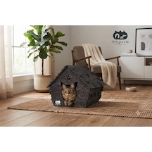 Keçe Kedi Evi Demonte, Yıkanabilir, Taşınabilir Kedi Kulübesi Minnoş Gri