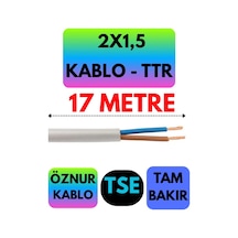 Öznur 2x1,5 Ttr Kablo Beyaz Metre Seçenekli - 17 Metre