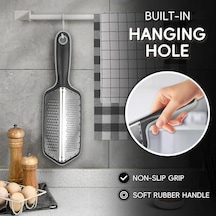 Çift Taraflı Rende, Paslanmaz Çelik Yapı, Eğimli Ergonomik Tasarımı İle Pratik Kullanım, Ev Ofis Restoran İçin Kullanıma Uygun Çok Amaçlı Paslanmaz Çelik Çikolata Limon Peynir Sarımsak El Rendesi Açık Gri