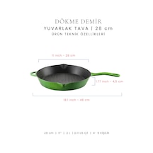 Voeux 28 Cm Yardımcı Kulplu Tava - Yesil