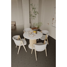 Yuvarlak Beyaz Şık Ayaklı Mutfak Yemek Masası 103