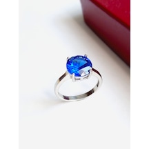 Gümüş Tanzanit Taşlı Yuvarlak Tasarım Kadın Yüzük