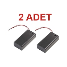 2 Adet 2li Aa Pil Yuvası Kapaklı Ve Switchli Anahtarlı Rodevino