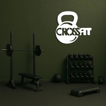 Crossfit Kettlebell Tasarımlı Metal Duvar Tablosu Siyah
