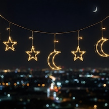 Büyük Ay Yıldız Figürlü Led Ramazan Süsü Sıcak Beyaz Dekoratif Işık