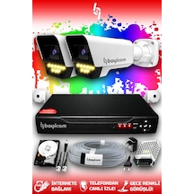 Bayicam 2 Kameralı Süper 2 Dış Kamera Set 1 TB 5 MP 2K Renkli Gece Görüşlü Güvenlik Kamerası Sistemi