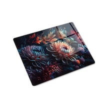 Cam Kesme Tablası - Cam Kesme Tahtası Dark Flowers 29cm X 34c