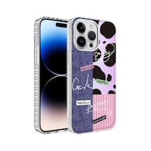 Apple İphone 13 Pro Kılıf Airbag Kenarlı Renkli Desenli Silikon Zore Elegans Kapak NO8