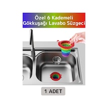 Uzun Ömürlü 6 Kademeli Katlanabilir Gökkuşağı Mutfak Lavabo Musluk Tıkanma Önleyici Lavabo Süzgeci Çok Renkli
